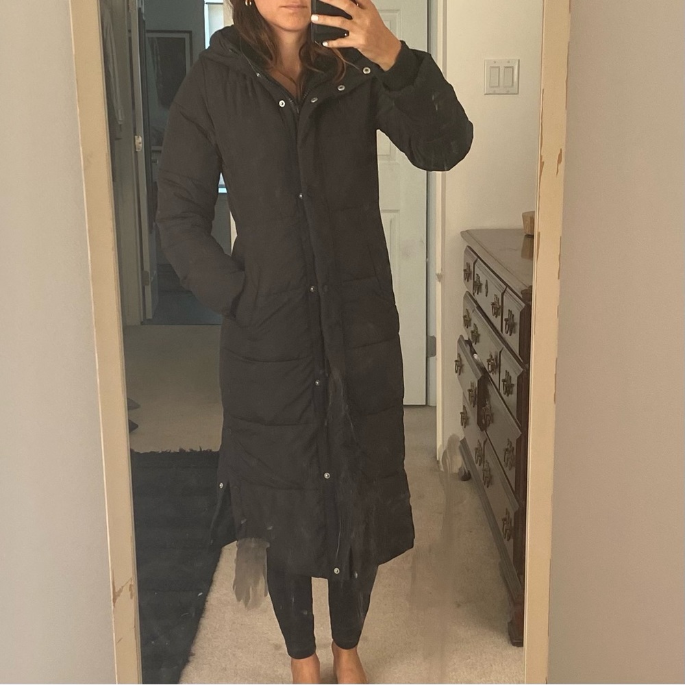 Abercrombie Black Long Puffer Coat xxs